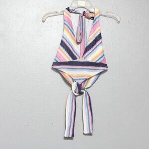 Kendall and Kylie rainbow stripe halter tie crop top
